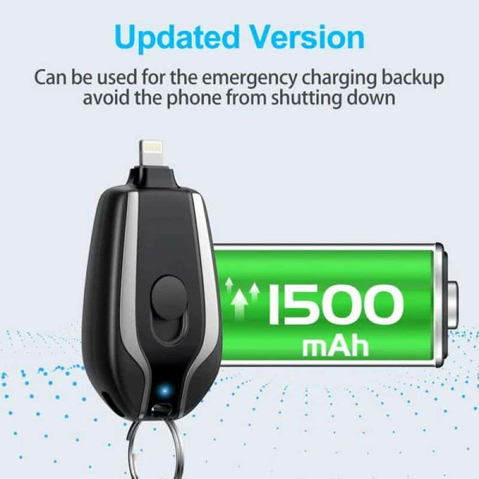 Keychain Charger 1500mAh Ultra-Compact Mini Battery Pack Fast Charging Backup Power Bank